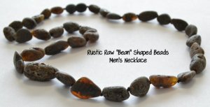rustic raw men's bean shaped necklace
