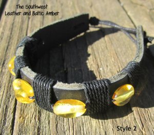 Amber and Leather bracelet